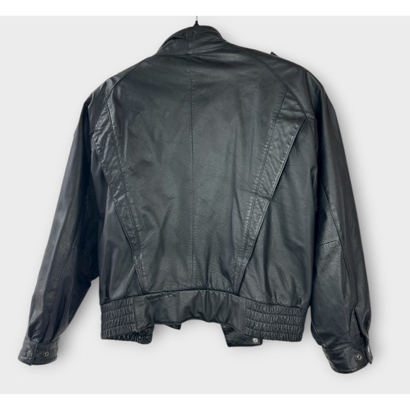 Vintage Wilsons Leather Bomber Motorcycle Jacket Asymmetric Zip Moto Black XL - Picture 5 of 16